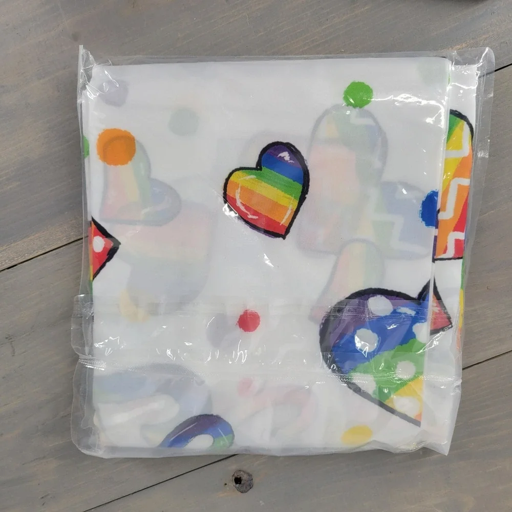 Rainbow Love‎ Hearts Print Tablecloth cover 60x120 Inch Washable Fabric